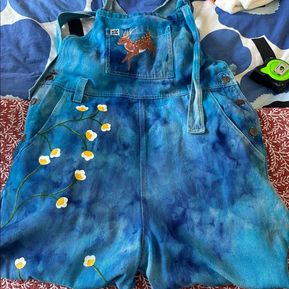 Lucy and Yak x We Are Hairy People hand painted dungarees / overalls